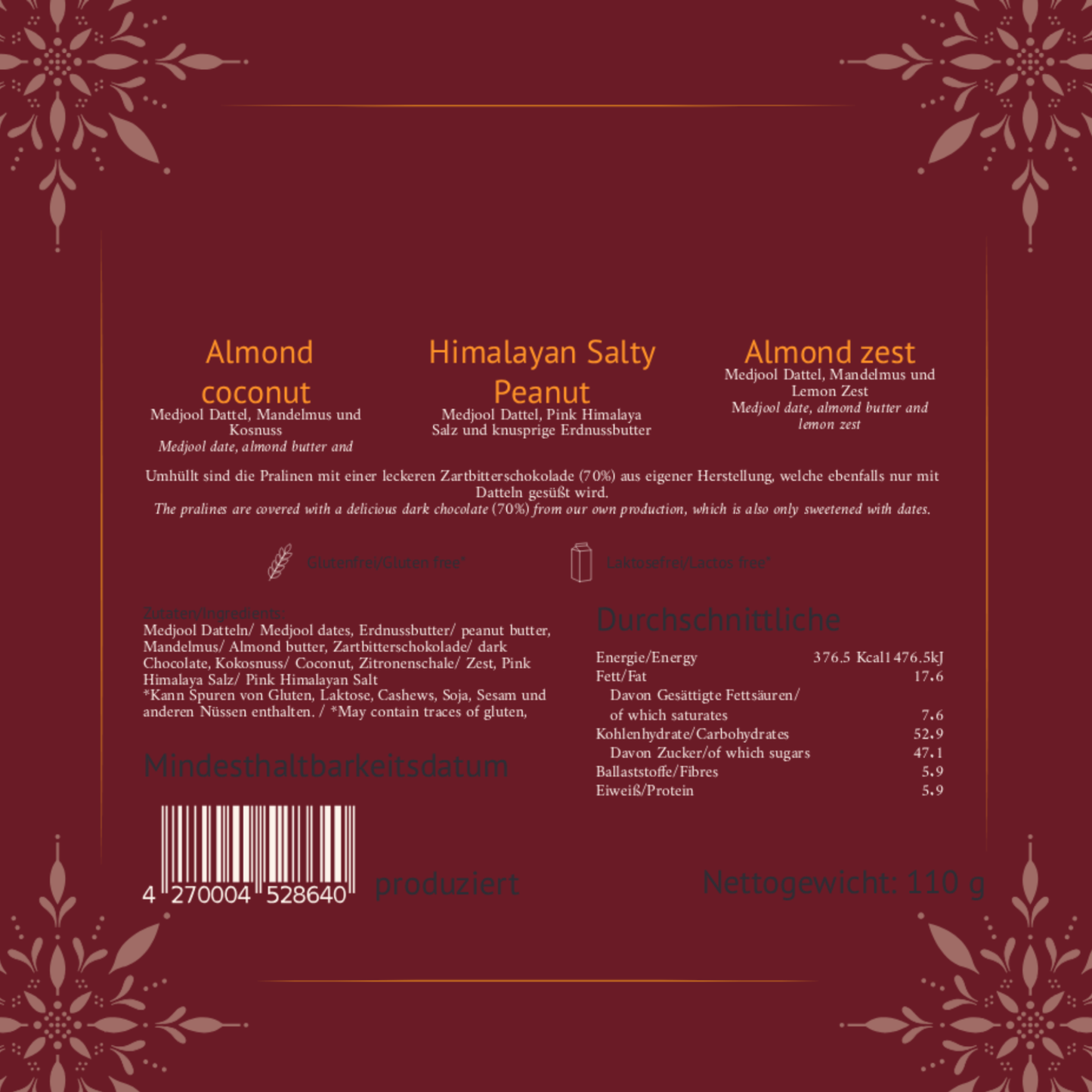 Dadelpralines 9-pack - Pangavi